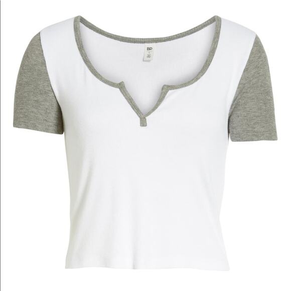 BP Baby Tee Contrast Sleeve Shrunken Top - Picture 8 of 9